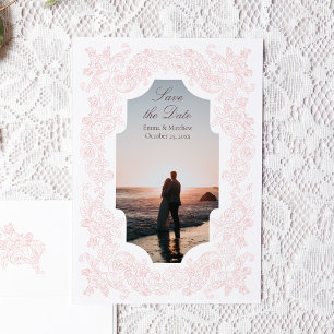 Dusty Pink Romantic Baroque Photo Save The Date