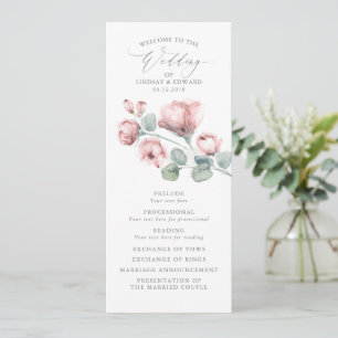 Dusty Pink Romantic Elegant Flowers Wedding Program