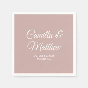 Dusty Pink Romantic Script Personalised Wedding Napkin