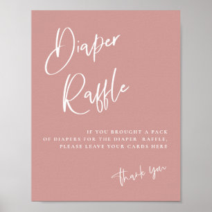 Dusty Pink/ Rose Baby Shower Diaper Raffle Card Poster