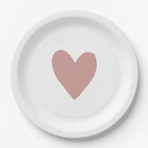 Dusty Pink/ Rose Baby Shower Heart Paper Plate