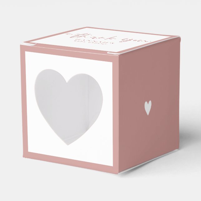 Dusty Pink/ Rose Baby Shower thank you Heart Favour Box (Front Side)