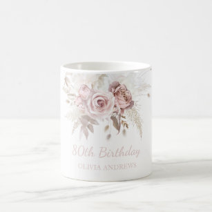Dusty Pink Rose Blush 80th Birthday Party Gift Coffee Mug