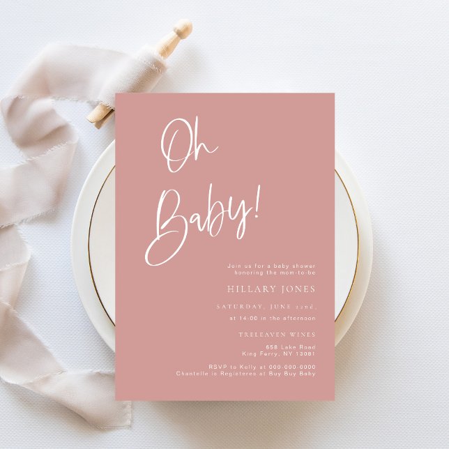 Dusty Pink/ Rose Bohemian Baby Shower Invitation (Creator Uploaded)