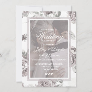 Dusty pink rose customisable wedding photo announcement