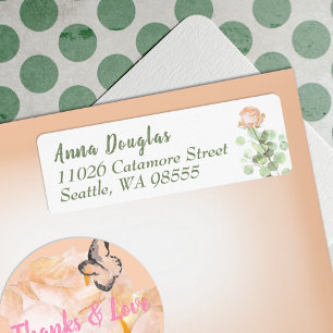 Dusty Pink Rose Eucalyptus Return Address Label