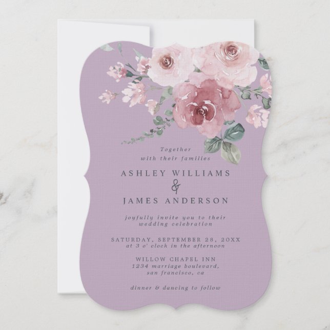 Dusty Pink Rose Fair Orchid Wedding Invitation (Front)