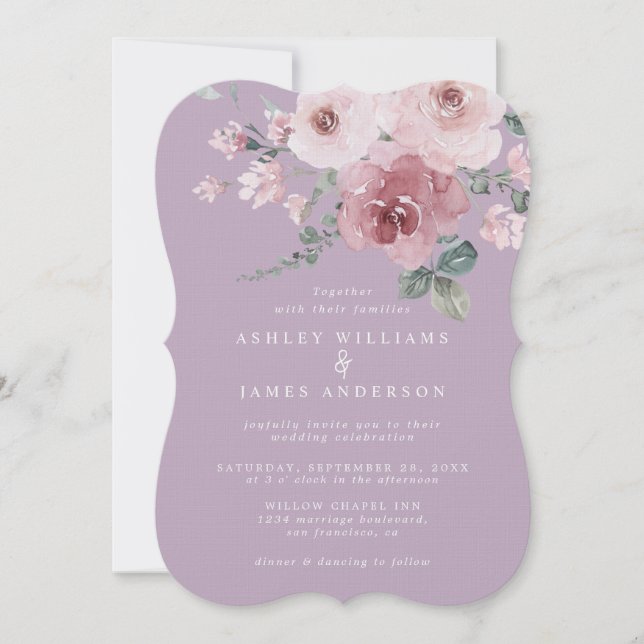 Dusty Pink Rose Fair Orchid Wedding Invitation (Front)