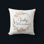 Dusty Pink Rose Floral 90th Birthday Cushion<br><div class="desc">Soft dusty pink roses create a beautiful rustic floral wreath. The woman's name and 90th birthday follow. This throw pillow is part of the Dusty Pink Rose collection. It contains many DIY templates that let you quickly create invitations and party supplies.</div>