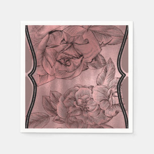 Dusty Pink Rose Gold Elegant Glam Floral Chic Napkin