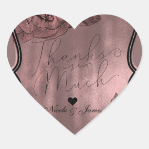 Dusty Pink Rose Gold Elegant Glam Floral Wedding Heart Sticker