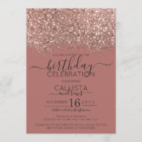 Dusty Pink Rose Gold Glitter Confetti Birthday