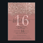 Dusty Pink Rose Gold Glitter Confetti Sweet 16 Invitation<br><div class="desc">The elegant, glamourous, and modern sweet sixteen birthday party invitation is perfect for the contemporary and stylish young teenage girl. It features a faux printed rose gold sparkly glitter confetti speckled colour block on top of a simple dark dusty rose pink background with a large number "16" in a matching...</div>
