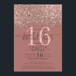 Dusty Pink Rose Gold Glitter Confetti Sweet 16 Invitation<br><div class="desc">The elegant, glamourous, and modern sweet sixteen birthday party invitation is perfect for the contemporary and stylish young teenage girl. It features a faux printed rose gold sparkly glitter confetti speckled colour block on top of a simple dark dusty rose pink background with a large number "16" in a matching...</div>