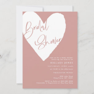 Dusty Pink/ Rose heart Bridal Shower Invitation