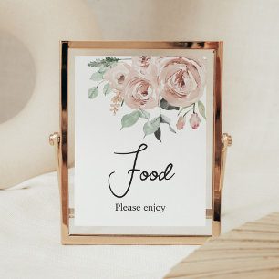 Dusty Pink Rose It's a Girl Baby Shower Food Poster