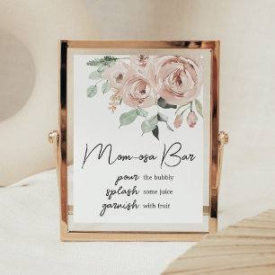 Dusty Pink Rose Its a Girl Baby Shower Mum Osa Bar Poster