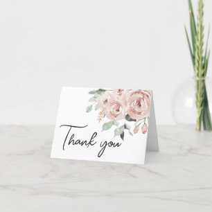 Dusty Pink Rose It's a Girl Baby Shower Thank You Card