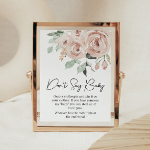 Dusty Pink Rose It's a Girl Don't Say Baby Poster