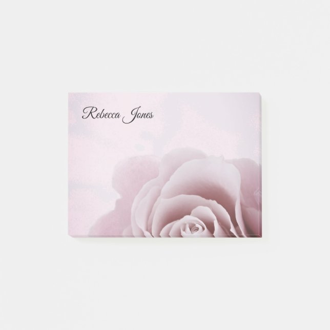 Dusty Pink Rose Personalised Post-it Notes (Front)