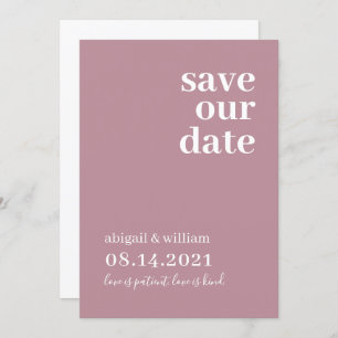 Dusty Pink Rose Simple Modern Non Photo Wedding Save The Date