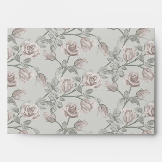 Dusty Pink Rose Vine Envelope (Front)