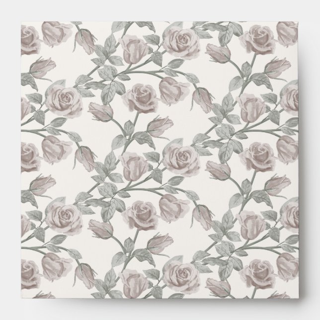 Dusty Pink Rose Vine Envelope (Front)