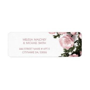 Dusty Pink Roses Cottagecore  Wedding Return Address Label