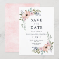 Dusty Pink Roses Midsummer Floral Save the Date