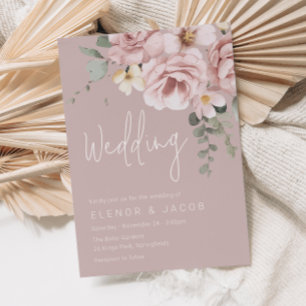Dusty Pink & Sage Floral Wedding Invitation