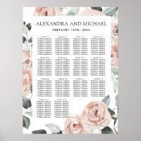 Dusty Pink Sage Green Floral Wedding Seating Chart