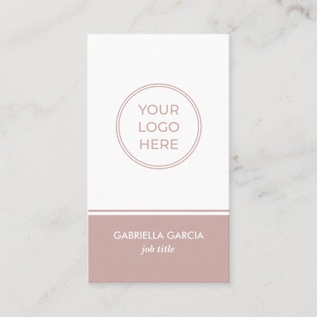 Dusty Pink Scannable QR Logo Business Card (Front)