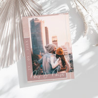 Dusty Pink Script Photo Save the Date Card