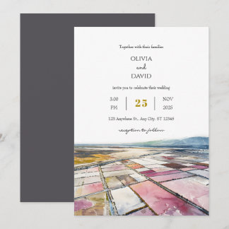 Dusty Pink Seaside Coastal Landscape Beach Wedding Invitation