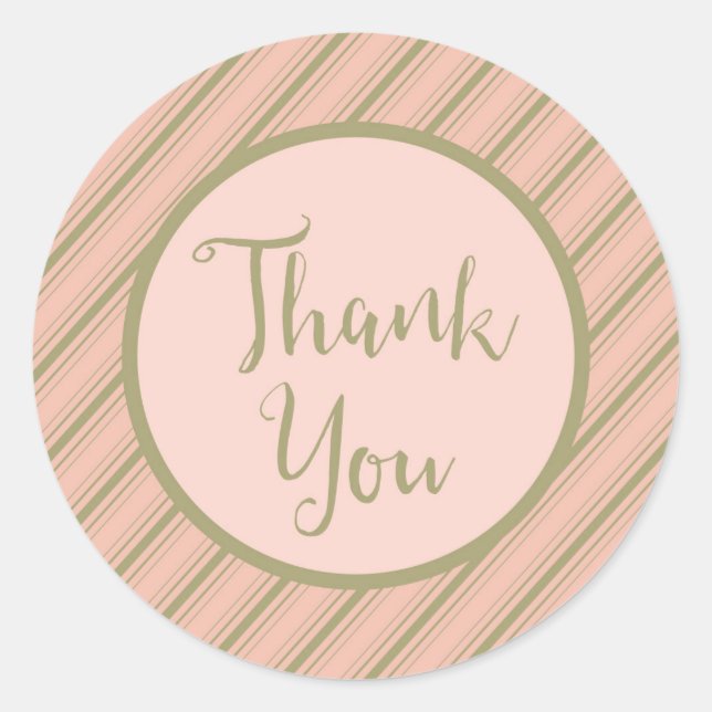 Dusty Pink Shade Stripe Thank You Classic Round Sticker (Front)