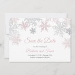 Dusty Pink & Silver Snowflakes Winter Wedding Save The Date<br><div class="desc">Winter wedding elegant save the date card with dusty pink and silver snowflakes. Perfect for Christmas weddings and other seasonal and holiday events.</div>