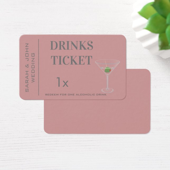 Dusty Pink Simple Drink Ticket Wedding Reception  (Desk)