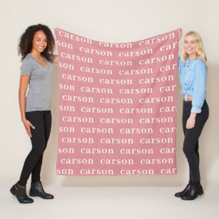 Dusty Pink Simple Personalised Repeating Name Fleece Blanket