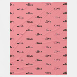 Dusty Pink Simple Personalised Repeating Name Fleece Blanket
