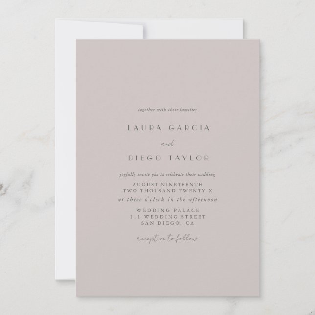 Dusty Pink Simple Script Wedding Invitation (Front)