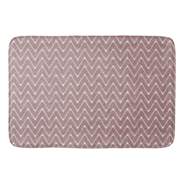 Dusty Pink Small Chevron Pattern Bath Mat (Front)
