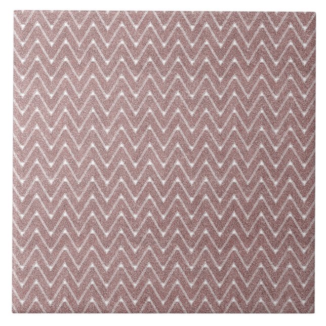 Dusty Pink Small Chevron Pattern Ceramic Tile (Front)
