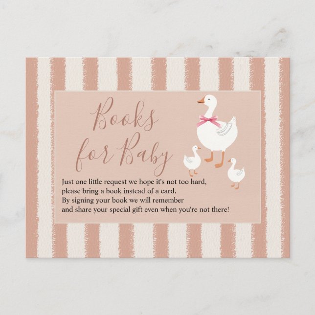 Dusty Pink Striped Little Goose Books for Baby Postcard (Front)