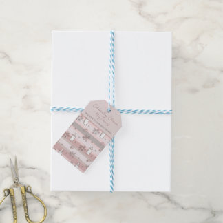 Dusty Pink Stripes Baby Girl Shower Gift Tags