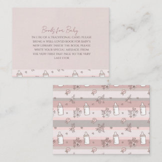 Dusty Pink Stripes Books for Baby Shower Card