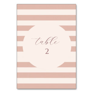 Dusty Pink Stripes Circle Frame  Table Number