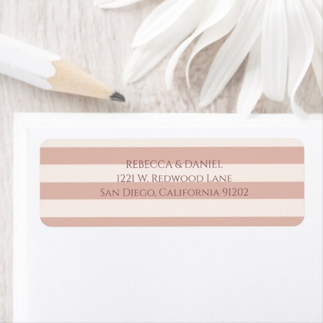 Dusty Pink Stripes Minimalist Return Address  Label (Insitu)