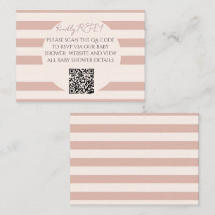 Dusty Pink Stripes QR Code Baby Shower RSVP Card