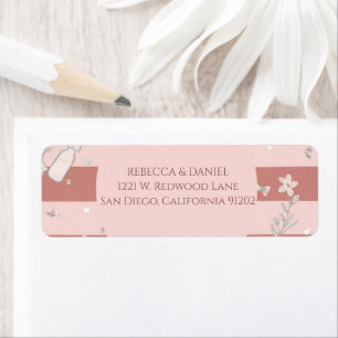 Dusty Pink Stripes Vintage Floral Return Address Label