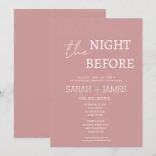 Dusty Pink the Night Before Rehearsal Dinner Invitation